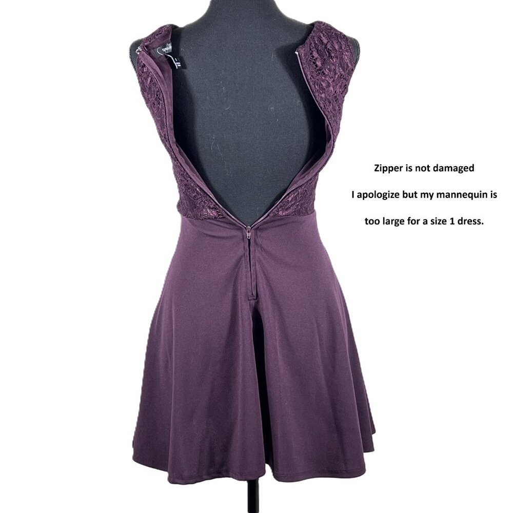 Speechless - Women's Dress - Purple / Maroon-ish Lace Formal Size 1 - Picture 3 of 10
